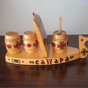 Vintage VIKING Russian longboat salt and pepper toothpick holder home decor